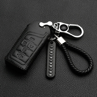 

Huashi Chuanqi key bag for GS7GS8 key set leather hand sewing key bag cover buckle modification special auto supplies C section smart five key black black line