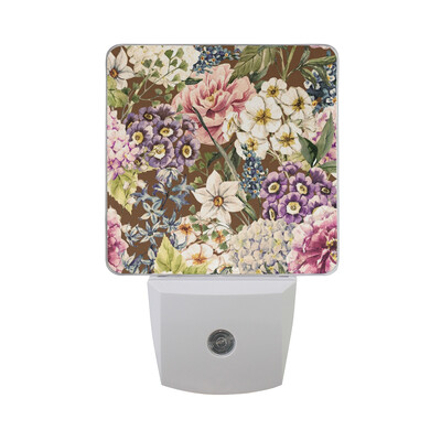 

ALAZA LED Night Light With Smart Dusk To Dawn SensorRed Roses Floral Pattern Black Plug In Night Light