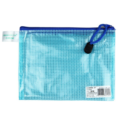 

SUNWOOD C4524 A6 mesh zipper bag file bag 12 bag blue