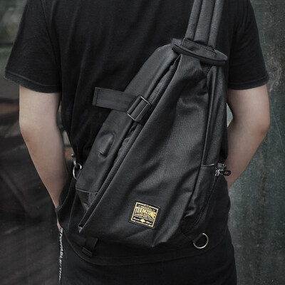 

Teemzone mens chest bag multi-function waterproof Messenger bag sports&leisure shoulder bag trend pockets
