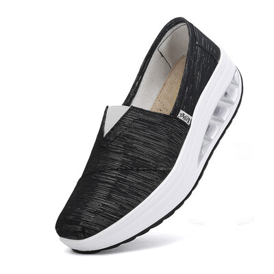 

2018 Korean version of the autumn new canvas shoes platform fashion shoes womens pedals lazy shoes wedges single shoes womens sh