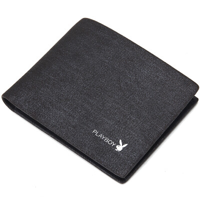 

Playboy Playboy Men's First Cowhide Fashion Casual Wallets Splicing Transverse Wallets Male Short PAA9853-4B Black