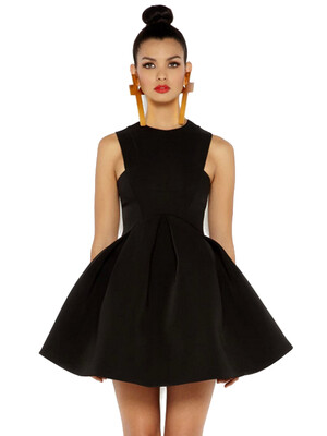 

Solid Color Sleeveless O-Neck Slim Bubble Skirt