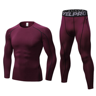 

New Compression Tracksuit Fitness Tight Sportswears Running Set T-shirt Leggings Men Gym Sport Suit