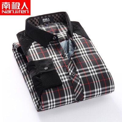 

Antarctic long sleeve plus velvet warm shirt mens autumn&winter casual middle-aged large size mens wear plaid loose mens shirt khaki 40