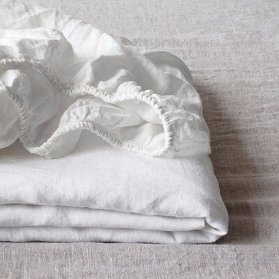 

100 Linen Fitted Sheet Stone Washed Pure Linen 1Pcs For Twin Full Queen King Size