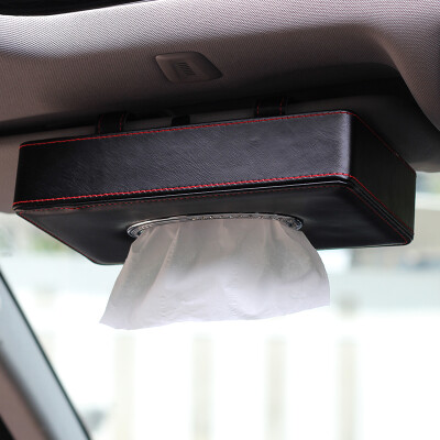 

car tissue box tray hanging sunroof visor paper box creative leather chair back hanging napkin tray black needle