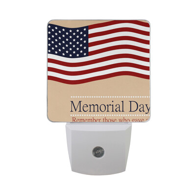 

ALAZA LED Night Light With Smart Dusk To Dawn SensorMemorial Day American Flag Background Plug In Night Light