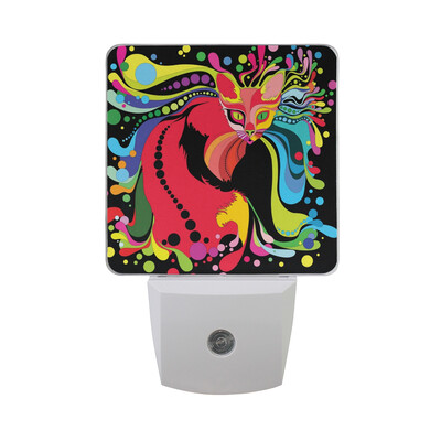 

ALAZA LED Night Light With Smart Dusk To Dawn SensorHand Drawn Hipster Cat Plug In Night Light
