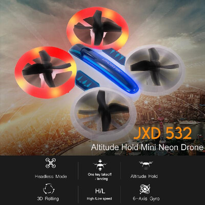 

30W Camera Drone JXD 532 Altitude Hold Mini Neon Drone Headless Mode 3D Flip LED Light RC Quadcopter Toy Kids Gift 3D Flip Drone
