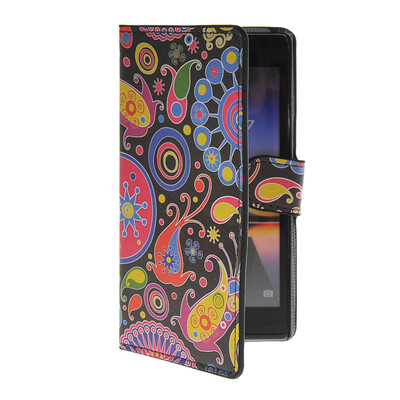 

MOONCASE Flower style Leather Side Flip Wallet Card Slot Stand Pouch чехол для Huawei Ascend P7