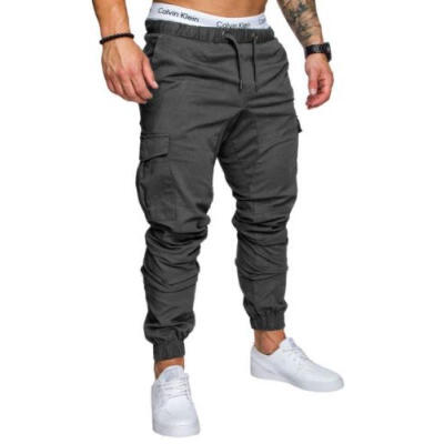 

Mens Pop Slim Fit Urban Straight Leg Trousers Casual Pencil Jogger Cargo Pants