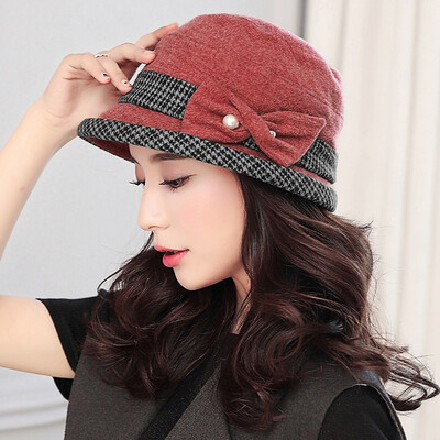 

Lan Shi rain hat female autumn&winter curling small hat female cotton British beret cap M0521 jujube red