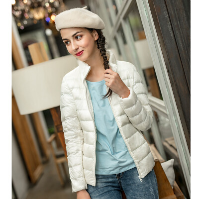 

Intercrew light down jacket female 2018 winter new Korean fashion casual light thin stand collar short brand down jacket female ICR4UD51A milky white