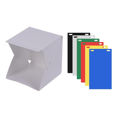 

Portable DIY LED Studio Light Box Tent Kit Mini Foldable Photo Studio Softbox 6500K with Built-in 1pc LED Strip 6 Different Colors