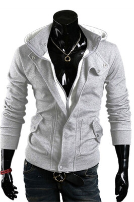 

Fake 2 Collars Lapel Zip-Front Hoodie