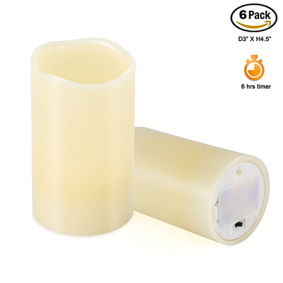 

Flameless Candles Flickering Led Pillar - Realistic Bright 3"x5" Battery Electric Candles with Timer Outdoor Parties Wedding Hallo