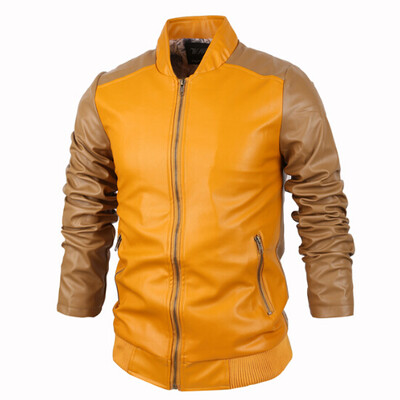 

Zogaa New Mens Leather Clothing Splice Soft