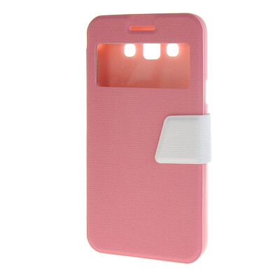 

MOONCASE Galaxy Grand Max G7200 ,Window Design Leather Side Flip ЧЕХОЛ ДЛЯ Samsung Galaxy Grand Max G7200 Pink White