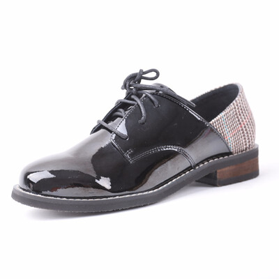 

SHUANGFENG British Style Women Low Heels Pumps Shoes 2018 New PU Leather Ladies Office Dress Shoes Lace up Female Casual Shoes