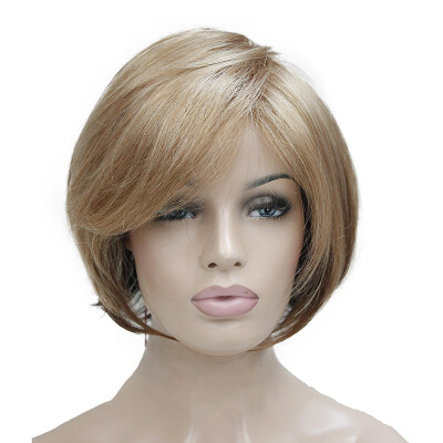 

StrongBeauty Short Straight Ombre Blonde Bob Side Swept Bangs Synthetic Wig Women Full Wigs COLOUR CHOICES