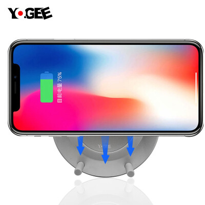 

YoGee QI Wireless Fast Charger For iPhone 88Plus iPhone X Smart IC Phone Holder For Samsung Note8 S8 Qi Enable Devices Holder