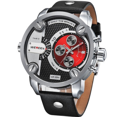 

Weide 3301 мужчин военных кварцевые спортивные часы кожаным ремешком размер наручные часы