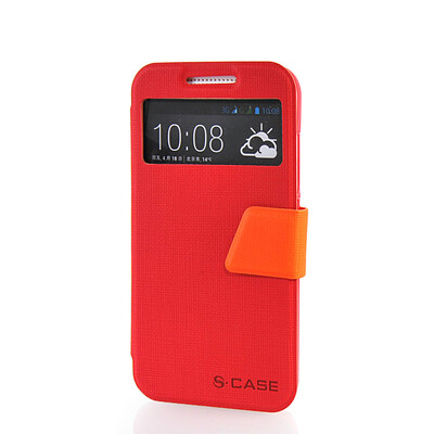 

MOONCASE View Window Leather Side Flip Pouch Ultra Slim Shell Back ЧЕХОЛ ДЛЯ HTC Desire 616 D616W Red