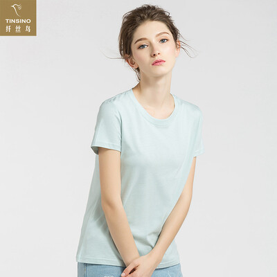 

Filament bird TINSINO womens bottoming shirt comfortable&breathable slim round neck T-shirt female models WHY90421 tender carbon green S