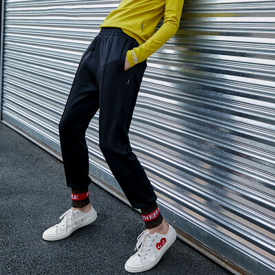 

PASS Tide brand 2018 autumn new trousers letter embroidered sports casual pants female loose street super fire pants tide 68319PA22098 black