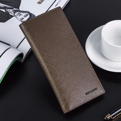 

Korean version of long mens wallet thin soft leather business casual wallet multi card