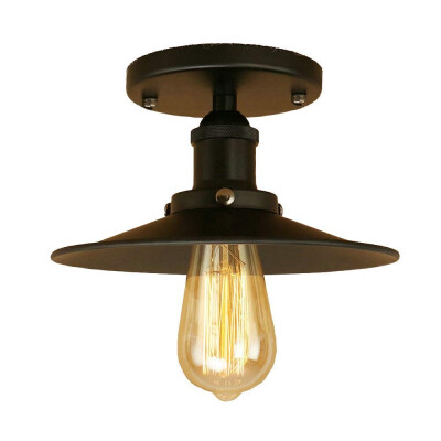 

Baycheer HL422063 Antique Black 1 Light Industrial Style Ceiling light LED Semi Flush Mount Balck