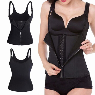 

Womens Waist Trainer Corset Zipper Neoprene Vest Body Shaper Cincher Tank Top with Adjustable Straps