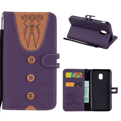 

MOONCASE Samsung Galaxy J3 2017 stitching embossed womens leather case - purple