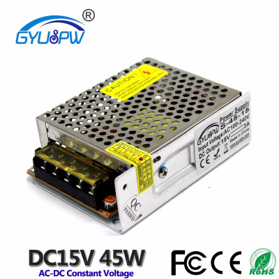 

15V 3A 45W Regulated Switching Power Supply LED Driver Transformer AC100-240V TO DC15v SMPS for CCTV LED STRIP Light CNC motor