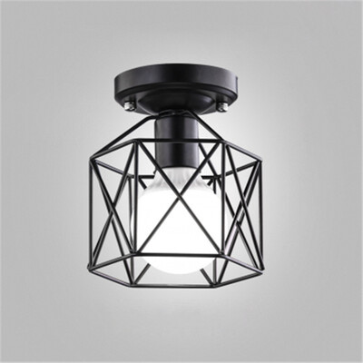 

Baycheer HL428266 Vintage Style Square Semi Flush Ceiling Light with Cage