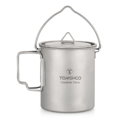 

Romacci TOMSHOO Ultralight Titanium Pot Portable Titanium Water Mug Cup with Lid And Foldable Handle 750ml