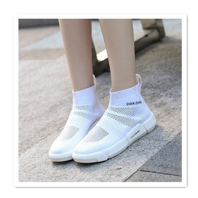 

High-top shoes fashion casual set foot round head mesh comfortable breathable solid color fashion round head hollow wild color fla