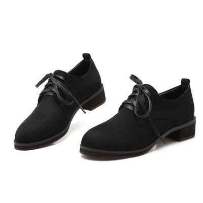 

IDIFU Womens Trendy Round Tow Low Heel Lace-up Oxfords Shoes