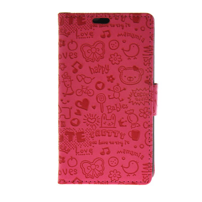 

MOONCASE Cute Little Witch Leather Side Flip Wallet Card Holder Stand Pouch ЧЕХОЛ ДЛЯ Sony Xperia E4G Hot pink
