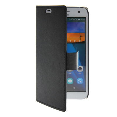 

MOONCASE Slim Leather Side Flip Wallet Card Slot Pouch with Kickstand Shell Back Case Cover for Huawei Ascend G7 Black