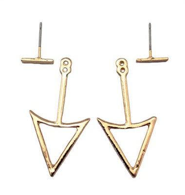 

Idealway New Fashion 2 Colors Gold Silver Alloy Triangle Stud Earrings Womem Earrings