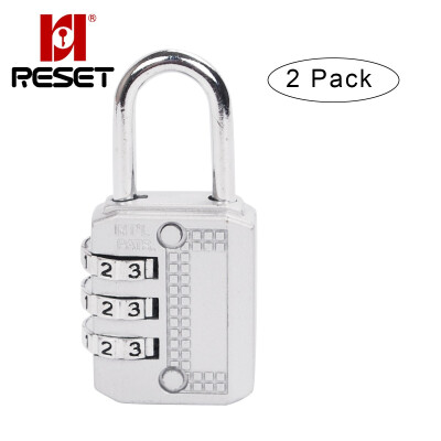 

RESET 2 Pack Combination Lock 3 Digit Padlock for School Gym & Sports LockerLuggage Suitcase Baggage Luggage Locks RST-074