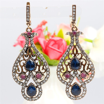 

SUNSPICE MS Long Indian Earring Retro Vintage Jewelry For Women Hook Dangle Earrings Drop Water Resin Fashion Wedding Gifts 2018