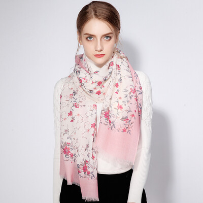 

Shanghai story STORY Of SHANGHAI wool scarf female autumn&winter warm shawl scarf flower into the picture light powder