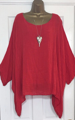 

Autumn Fashion Batwing Sleeve Solid Color Plus Size Loose O-neck 34 Sleeve Casual Blouse Top for Women
