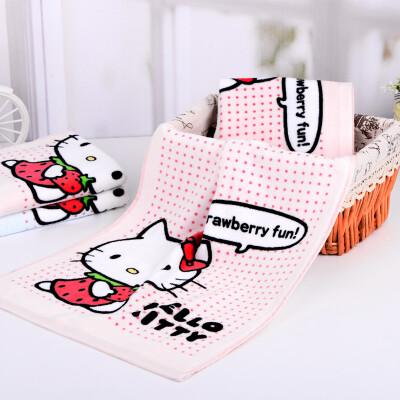 

Yaguang towel textile Hello Kitty Hello Kitty Love Strawberry cotton cartoon printing velvet towel blue 92g Article 34 76cm