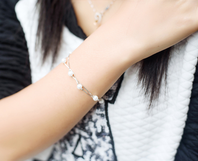 

S925 Sterling Silver Bracelet Female Pearl Bracelet Fashion Hand Jewelry Sweet Temperament Double Deck Bracelet