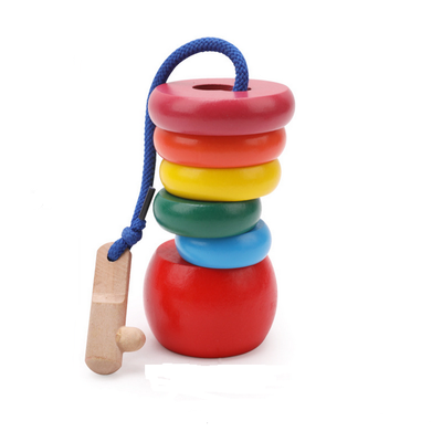 

Wooden rainbow pagoda sleeve ring for childrens toy bricks