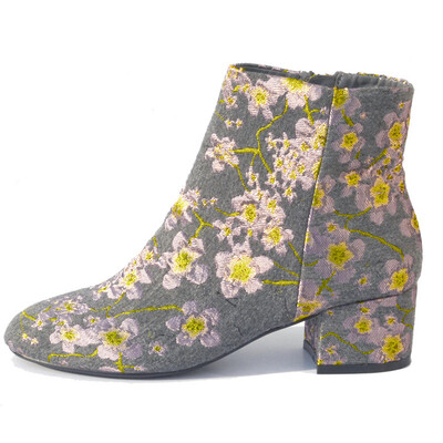 

Embroider ankle boots for women med heel women boots for spring autumn shoes woman